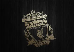 Glitter Gold Liverpool Fc In Black Wood Wallpaper