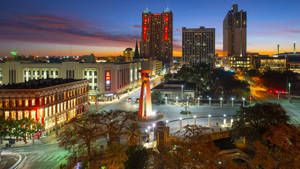 Glittering Downtown San Antonio At Night Wallpaper