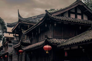Gloomy Chinese House Wallpaper
