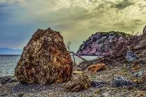 Gloomy Rocky Beach Wallpaper
