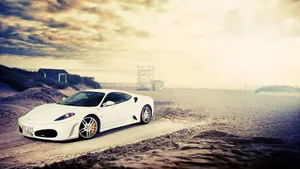 Gloomy White Ferrari Wallpaper