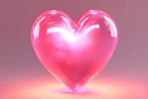 Glossy Pink Heart Desktop Background Wallpaper