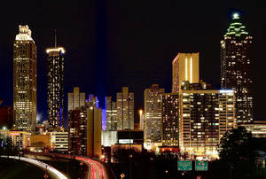 Glowing Atlanta Skyline Wallpaper