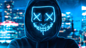 Glowing Blue Hoodie Face Wallpaper