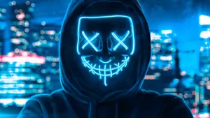 Glowing Blue Hoodie Face Wallpaper
