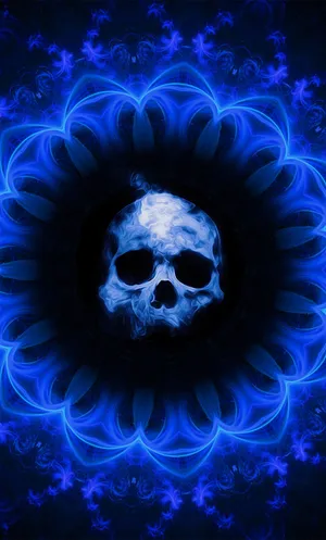 Glowing Blue Skull Gothic Iphone Wallpaper