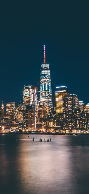 Glowing City Of New York Iphone Wallpaper