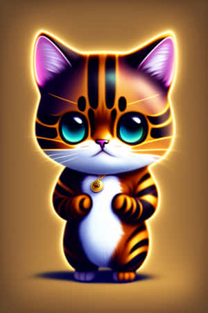 Glowing Eyed Cartoon Cat Wallpaper