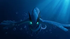 Glowing Eyes Of Lugia In Sea Wallpaper