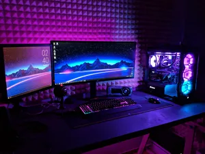 Glowing Gaming Room Wallpaper