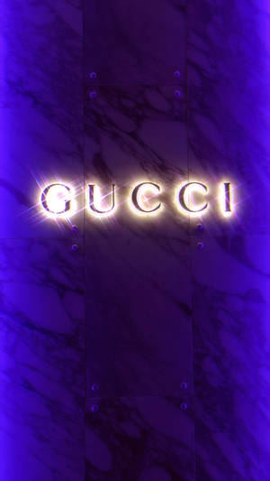 Glowing Gucci Sign Marble Background Wallpaper