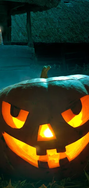 Glowing Halloween Pumpkin Night Wallpaper
