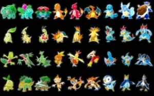 Glowing Illustrations Of Wartortle And Other Pokémon Wallpaper