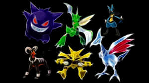 Glowing Scyther And Other Pokemons Wallpaper