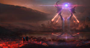 Glowing Tower In Sci-fi Landscape Wallpaper