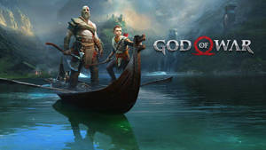 God Of War Kratos And Atreus At River Wallpaper