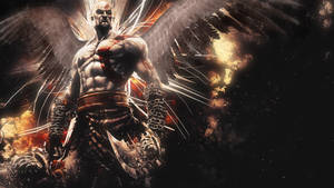God Of War Winged Kratos Art Wallpaper