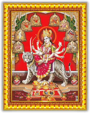 Goddess_ Durga_on_ Tiger_with_ Nine_ Forms Wallpaper