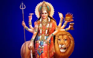 Goddess Durgaon Lion Wallpaper