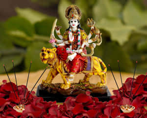 Goddess Durgaon Lion Statue Wallpaper