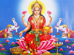 Goddess Lakshmi On Water Hd Wallpaper