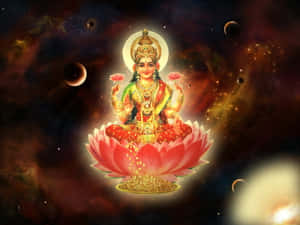 Goddess_ Mahalakshmi_ On_ Lotus_ Flower Wallpaper