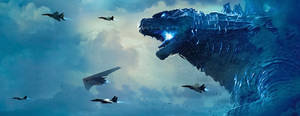 Godzilla Chases Fighter Planes Wallpaper