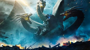 Godzilla King Ghidorah Arctic Fight Wallpaper