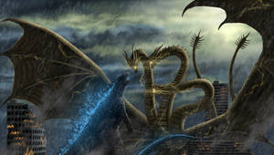 Godzilla King Of The Monsters Beasts Battle Wallpaper
