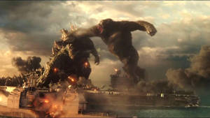 Godzilla Vs Kong Landing A Punch Wallpaper