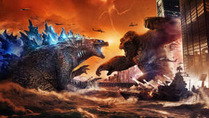 Godzilla Vs Kong Sea Battle Wallpaper