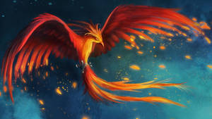 Gold And Red Phoenix Artwork Wallpaper