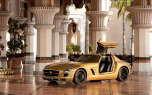 Gold Cars Inside Fancy Estate Wallpaper