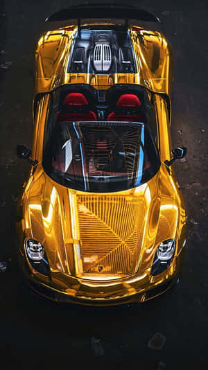 Gold Cars Porsche Transparent Rear Wallpaper