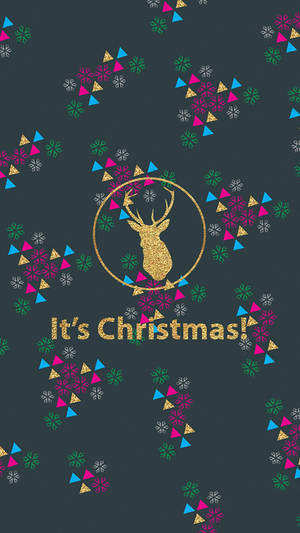 Gold Deer Aesthetic Christmas Iphone Wallpaper