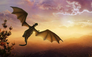 Gold Dragon Flying Wallpaper