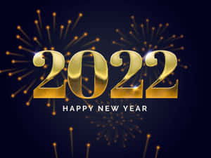 Gold Fireworks New Year 2022 Wallpaper