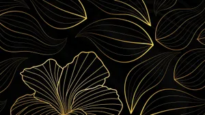 Gold Leaf Pattern On Black Background Wallpaper