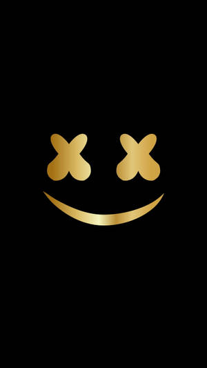 Gold Marshmello Smiley 8k Phone Wallpaper