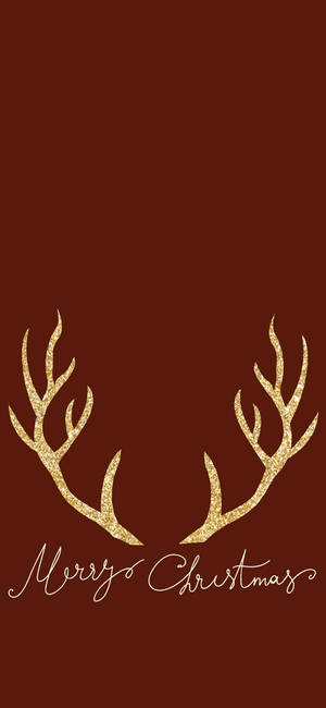 Gold Reindeer Horns Merry Christmas Iphone Wallpaper