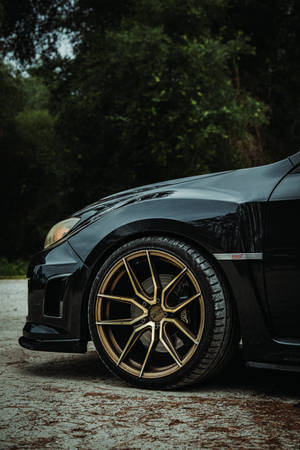 Gold Rim Subaru Wrx Sti 4k Wallpaper