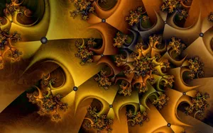 Golden Blooms Fractals Wallpaper
