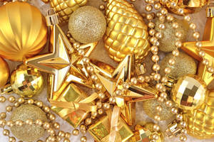 Golden Christmas Ornaments Wallpaper