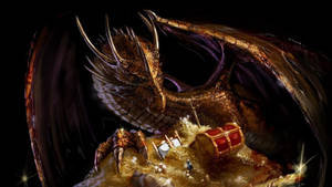 Golden Dragon Treasure Wallpaper