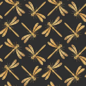 Golden Dragonfly Artistic Pattern Wallpaper