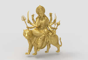 Golden Durga Statueon Lion Wallpaper