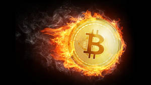 Golden Fiery Bitcoin Wallpaper
