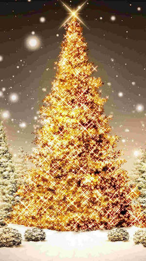 Golden Holiday Christmas Tree Wallpaper