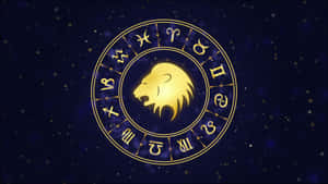Golden Lion Leo Zodiac Wheel Wallpaper