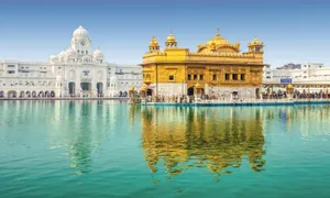 Golden Temple And Green Pool Wallpaper